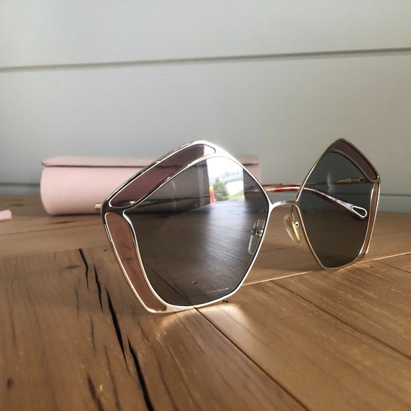 Chloe Sunglasses CH0026S 002 59mm Gold Shiney Gray Made in Italy Used Excellent - Picture 1 of 5